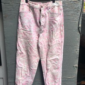 Pink printed mom jeans